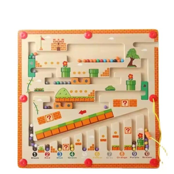 Wudly Wooden Magnetic Maze Board - Super Mario Theme, Educational Toys for 3 Year Old, Toys for 4 Year Boy, Games for Kids for Age 3, Magnetic Puzzles for Kids - Activity Toy